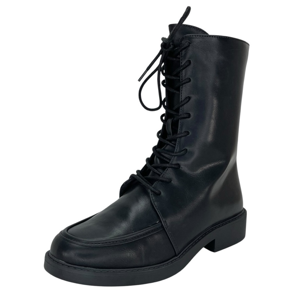 Journee Collection Nikks Black Faux Leather High Top Womens Boots Size 8M - Picture 2 of 9